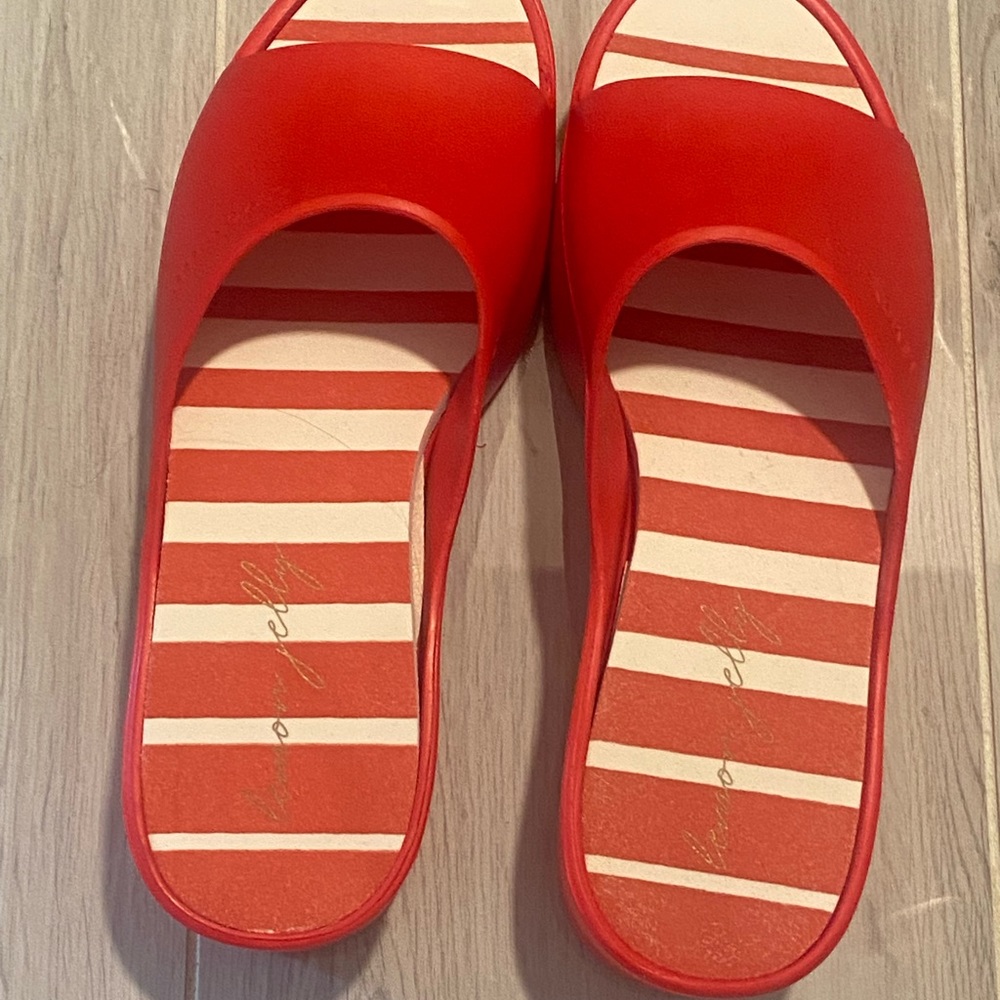 Lemon jelly slip on sandals.  Brand new in box.  Super comfy and pretty.